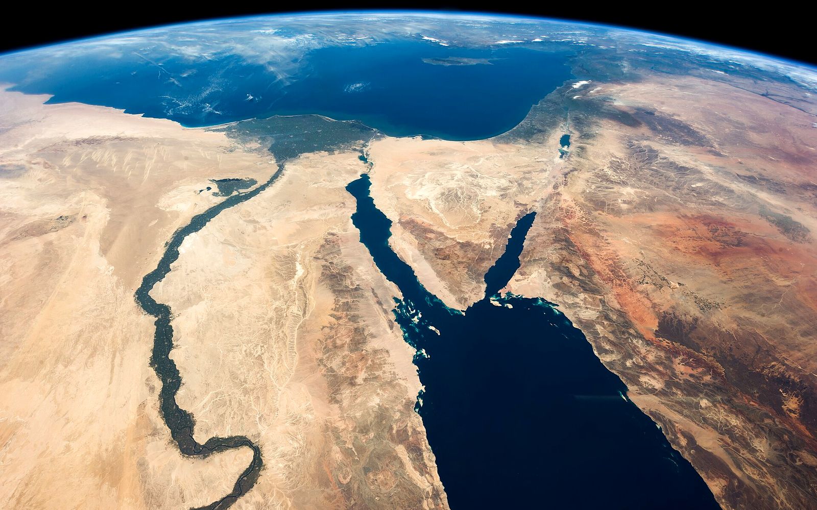 The Nile valley and Sinai from the International Space Station
